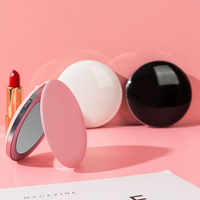 Miroir de poche compact LED personnalisé avec logo, double face grossissante, pliable, portable, avec lumière, idéal pour le maquillage et les voyages, cadeau promotionnel.