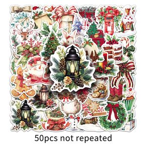 50 feuilles d'autocollants de Noël vintage en aquarelle, décorations de Noël élégantes, autocollants imperméables pour téléphones, ordinateurs portables et tablettes - Product Image 6