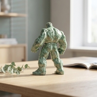 Nouvelle sculpture en marbre vert poli, figurine gravée Hulk, 350 mm, cadeau d'affaires Marvel, décoration de la maison