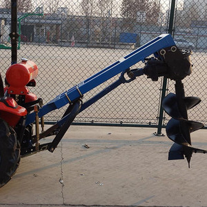 Tarière de sol montée sur tracteur, machine de creusement, couleur bleue, équipement agricole à moteur - Product Image 3