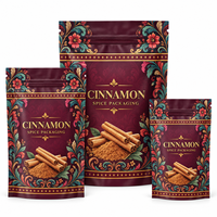 Sachets d'emballage personnalisés imprimés pour poudre de cannelle avec fermeture éclair refermable, sacs haute barrière pour épices et assaisonnements