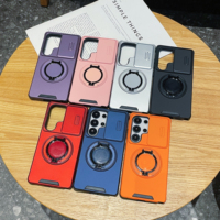 Coque de Téléphone Antichoc avec Cache Objectif Coulissant pour Samsung Galaxy S26 S25Plus S24 S23 S22Ultra FE avec Support Magnétique