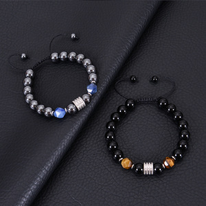 2023 gelang batu mata harimau gelang pria baja tahan karat 10mm gelang anyaman <span class=keywords><strong>Magnet</strong></span> hitam - Product Image 4