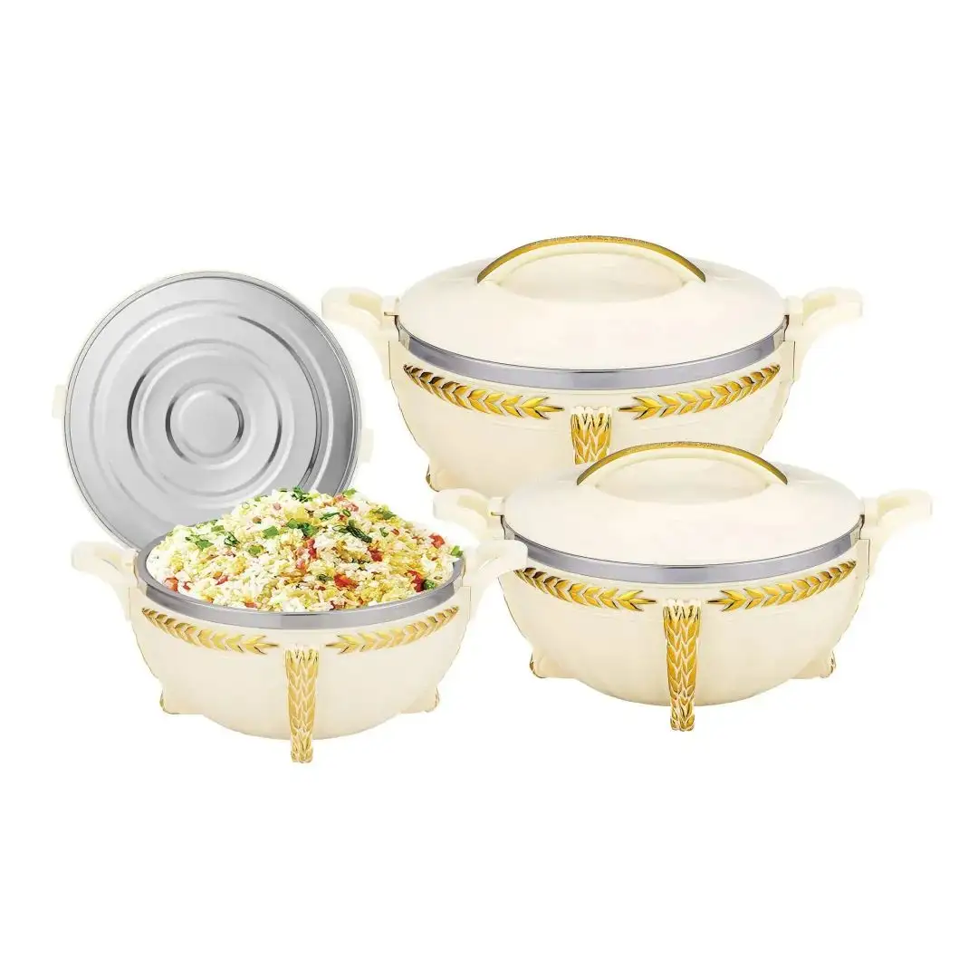 3 + 7 + 10L Nouveau 3 Pcs/set Chauffe-plat isolé Casserole avec réservoir intérieur en acier inoxydable Pot Luck Thermal Food Container