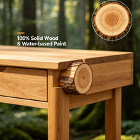 Coiffeuse en bois massif naturel avec miroir escamotable, table de maquillage intelligente entièrement assemblée avec compartiments pour chambre à coucher