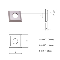 Plaquettes de coupe carrées standard en carbure de tungstène de 14 mm, 14x14x2 mm, pour têtes de raboteuses hélicoïdales et outils de tournage sur tour à bois DIY