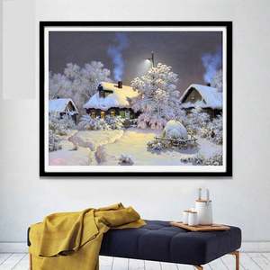 Kit de broderie décorative pour la maison, série de paysages en point de croix, tons froids, <span class=keywords><strong>montagne</strong></span> enneigée de Noël - Product Image 2