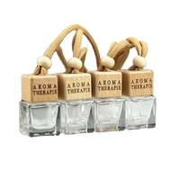 Bouteille en verre vide de 8 ml et 10 ml, carrée, à suspendre, pour diffuseur de parfum, d'huiles essentielles et d'aromathérapie, avec bouchon en bois