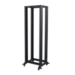 19" Server Rack Parts 32U Frame Open Rack Cabinet 4 Posts Wheels