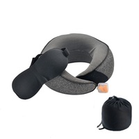 Oreiller de cou fonctionnel 3 en 1 ensemble avec masque pour les yeux voiture en forme de U soutien du cou oreiller en mousse à mémoire de forme vente en gros