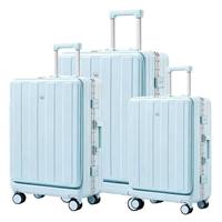 Valise à roulettes universelle de 20 pouces, grande capacité, cadre en aluminium, avec serrure à combinaison et ouverture frontale, compartiment pour ordinateur portable, durable.