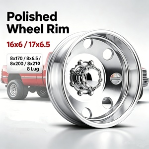 Jantes de camion DRW en aluminium poli robuste 16x6 17x6.5, 8x170 8x6.5 8x200 8x210 8 trous pour RAM 3500 F350 F450 F550 Chevy3500 GMC - Product Image 1