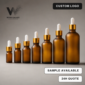 Luxury Amber Dropper Bottle Gold Cap 15ml 30ml Electroplated Collar Facial Serum Boutique Gift Set Packaging Manufacturer - Product Image 2