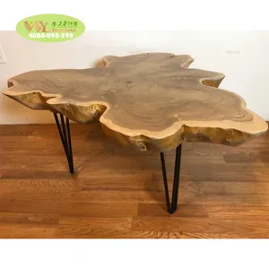 Factory Made Live Edge Free Form Teak Root Wood Slab Organic Coffee Table Modern Unique Side Table