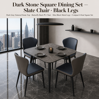 Ensemble de table à manger carrée moderne avec chaises rembourrées, plateau en bois gris et blanc, pieds noirs, hauteur réglable, meubles pour la salle à manger