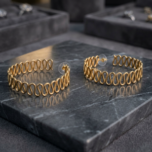 Geometric Hoop <b>Earrings</b> 18K <b>Gold</b> Plated <b>Earring</b> Wire Vintage Engagement Women's Everyday Wear SOUMYA CREATIONS - Product Image 4