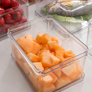Transparent Plastic Large Capacity Refrigerator Storage Container Kitchen Storage Container Box Organizer with Handle