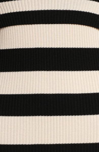 <strong>Black</strong> Beige Stripe Off Shoulder Ribbed Knit Maxi <strong>Dress</strong> Women <strong>Long</strong> <strong>Sleeve</strong> <strong>Bodycon</strong> Sweater <strong>Dress</strong> - Product Image 2