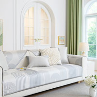 Housse de coussin de canapé de ligne fraîche et rafraîchissante de style d'été en tissu de soie de glace populaire