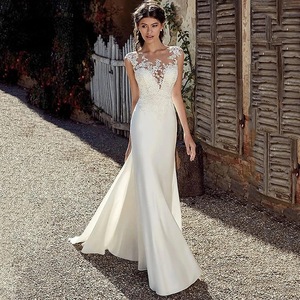 Nuovo Abito <span class=keywords><strong>da</strong></span> <span class=keywords><strong>Sposa</strong></span> Bianco Moderno AliExpress, Lunghezza Pavimento, Senza Maniche, Stile Sirena con Decorazioni in Pizzo, di Alta Gamma e di Nicchia per il Mercato Internazionale - Product Image 1