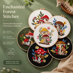 Joli kit de broderie au poinçon DIY avec fils et cercles de broderie, kit de broderie au poinçon - Product Image 1