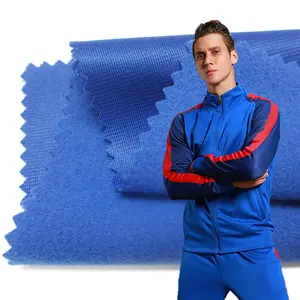 One-stop manufacturer golden clinquant velvet polyester fabric tricot 100 230gsm super poly tracksuits for men