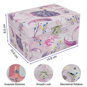 Boîte à bijoux musicale classique Jakos Factory Ballerina pour filles, boîte de rangement personnalisée, boîte à musique, cadeau <span class=keywords><strong>d</strong></span>'anniversaire - Product Image 2