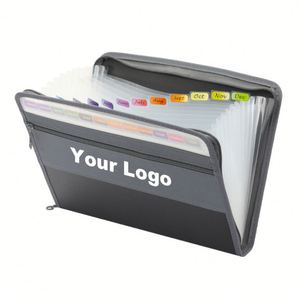 Custom Logo Printed Large Capacity 13 Pockets PP <b>A4</b> File <b>Folder</b> Multiple Colors Box File for School and Office Supplies - Product Image 1