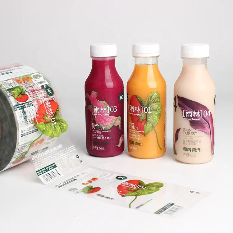 Custom Self-Adhesive Waterproof Roll Printed Stickers for Juice Bottle and Food Packaging Promotional Stickers