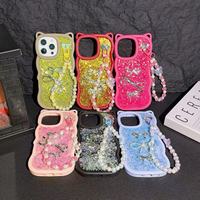 Coques de téléphone BAILI tendance avec oreilles de chat, nœuds en résine et chaîne de perles pour Moto G Power 2022