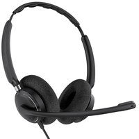 OPPTEL Headset Berkabel Headphone Stereo On-Ear Mikrofon Peredam Kebisingan Aktif Kontrol In-Line USB untuk PC/Mac/Laptop-Hitam