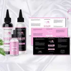 Etiquetas de Botellas de Aceite para el Crecimiento del Cabello Luxe Beauty, Etiquetas Rectangulares Impermeables Personalizadas Autoadhesivas para Envases de Cosméticos - Product Image 1