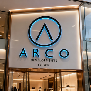 Chiếu Sáng 3D Logo Dập Nổi Tùy Chỉnh Thương Mại Xây Dựng Phía Trước LED Backlit Acrylic Kênh Thư Đăng - Product Image 1