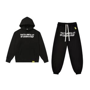 Высококачественный комплект из хлопковых худи и спортивных брюк с принтом «Ужасный кашель», с индивидуальным дизайном для мужчин - Product Image 4