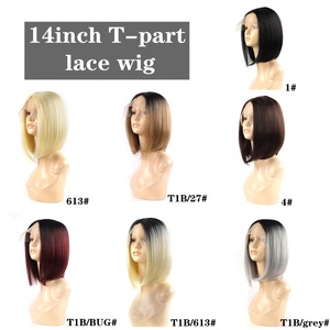 Mà<span class=keywords><strong>u</strong></span> Sắc Khác Nhau Không Có Rối Thẳng Tổng Hợp Tóc Ren Phía Trước Bob Tóc Giả - Product Image 6