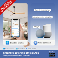 Ventilador de Techo Inteligente 1stshine con Control por Voz Mediante Aplicación Wifi, Aspas de Madera Maciza, Diseño Moderno, Eficiente para el Hogar