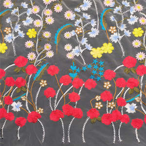 ดอกไม้สีสันสดใส ลายดอกไม้เงางาม เป็นมิตรกับสิ่งแวดล้อม ผ้าตาข่ายโพลีเอสเตอร์ 100% ปักลายลูกไม้ละลายน้ำได้ - Product Image 5