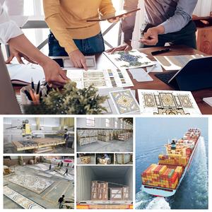 Médaillon en marbre de luxe à jet d'eau, motif floral en cuivre et coquillages, carrelage en marbre <span class=keywords><strong>beige</strong></span> incrusté pour villa et maison - Product Image 6