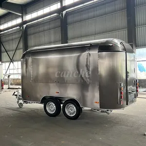 Chariot de restauration mobile en acier inoxydable de 3,8 m, standard européen, pour glaces et café, camion de cuisine personnalisé, remorque alimentaire mobile d'extérieur - Product Image 1