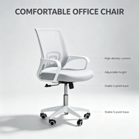 Chaise de bureau en maille à dossier mi-haut avec hauteur et accoudoirs réglables, chaise de travail roulante adaptée à un usage professionnel