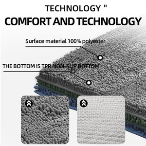 Ensemble de salle de bain 3 pièces en chenille couleur unie, best-seller, <span class=keywords><strong>tapis</strong></span> de sol absorbant et antidérapant, et <span class=keywords><strong>tapis</strong></span> de bain/entrée - Product Image 2