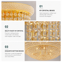 Lustre LED moderne de luxe doré pour chambre à coucher, hôtel, tente de mariage, salon et maison