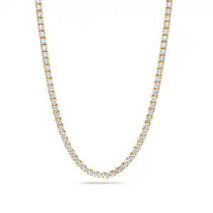 도매 클래식 14K 리얼 골드 체인 목걸이 천연 다이아몬드 고급 보석 소녀를위한 맞춤형 18K 리얼 골드