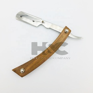 Maquinilla de afeitar profesional, mango de madera, hoja reemplazable superior recta de acero inoxidable, Logo personalizado, la mejor oferta - Product Image 3