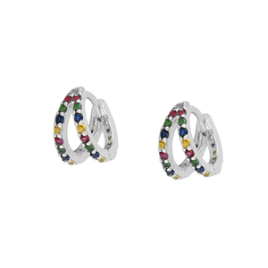 Pendientes de Aro con Doble Capa de Diamantes de Color y Baño de Oro de 18k ROXI - Product Image 2