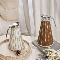 Ensemble de pots artisanaux en bambou tressé Art Déco, design d'intérieur de luxe, couleur naturelle, auto-adhésif, objet décoratif de bureau, accessoire pour la maison