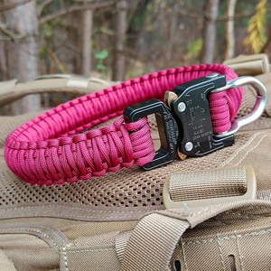 Collar de perro Paracord resistente personalizado de fábrica con hebilla de hardware Collar grueso duradero para perro grande mediano - Product Image 3