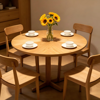 Table à manger ronde en bois naturel avec base trépied stable, idéale pour la maison, la cuisine, le bistrot et les cafés - Meilleure vente