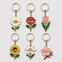 Porte-clés personnalisés par le fabricant, magnifiques porte-clés décoratifs en forme de fleur, souvenirs promotionnels pour fleuristes, porte-clés en métal