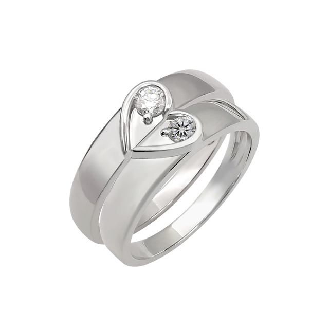 Gold 18k Jewelry Wedding Ring Fine Jewelry Solid White Gold Natural Diamond Couple Rings
